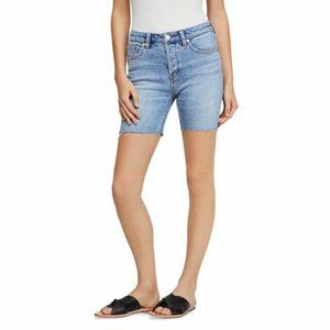 Free People Avery Pacific Blue Light Wash Skinny Bermuda Denim Jean Short 24 0